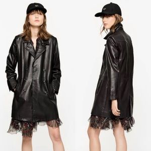 Zadig & Voltaire Mailinh Cuir Leather Deluxe Coat Black